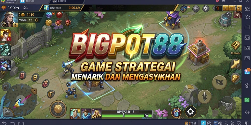 Screenshot gameplay BIGPOT88 yang menunjukkan pertempuran strategi.
