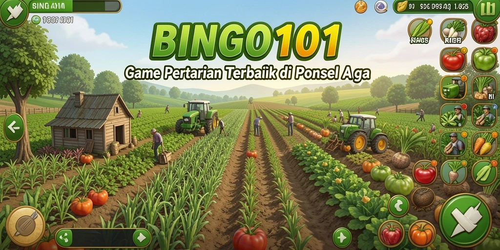 Tangkapan layar BINGO101 menampilkan gameplay pertanian yang menarik.