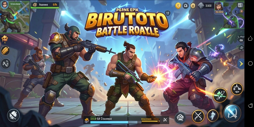 Tampilan gameplay BIRUTOTO dalam pertarungan Battle Royale yang seru.