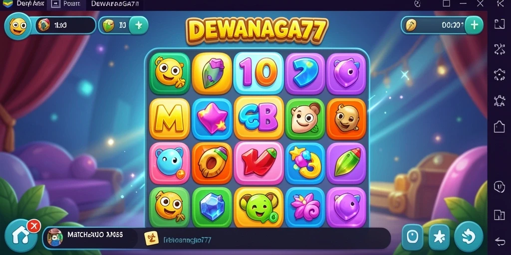 Tampilan gameplay DEWANAGA77 yang seru dalam mencocokkan permata.