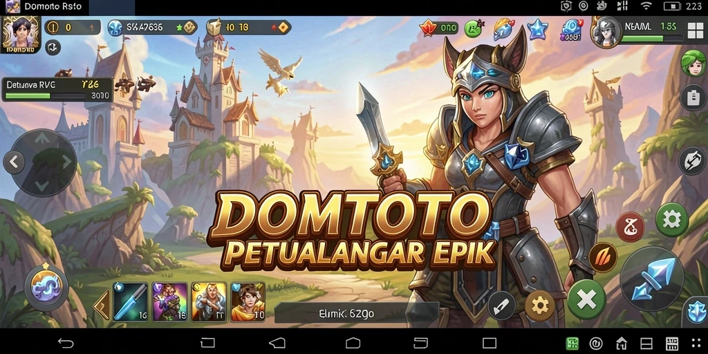 Screenshot utama DOMTOTO menampilkan petualangan RPG yang mendebarkan.