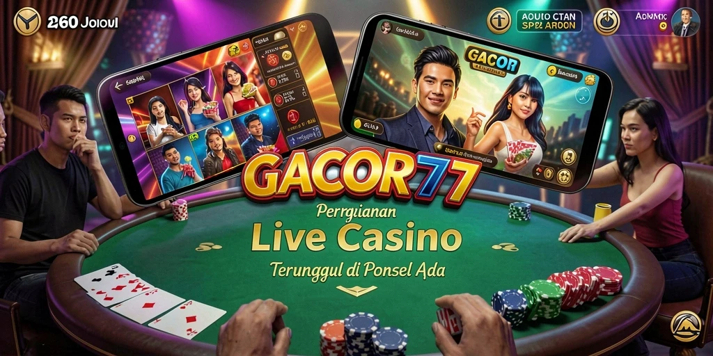 Tampilan utama GACOR777 saat bermain Live Casino dengan dealer langsung.