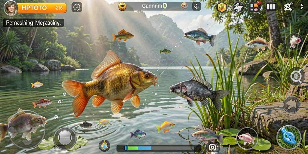 Screenshot HPTOTO menampilkan pemain yang sedang menangkap ikan dengan senang hati.