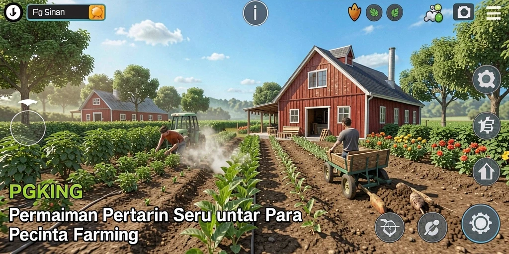 Screenshot PGKING menunjukkan aksi bertani yang seru dan grafis menawan.