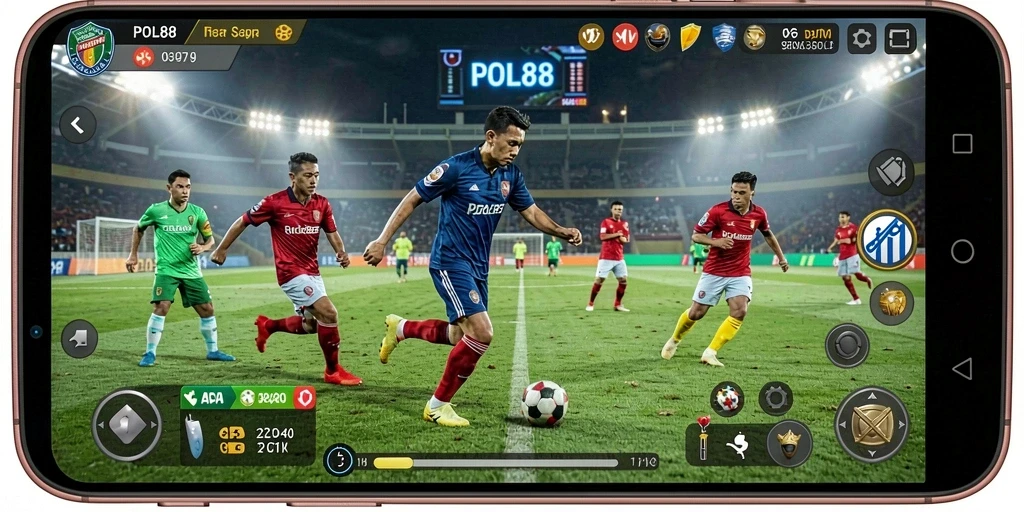 Tangkapan layar POL88 menampilkan aksi pertandingan sepak bola yang seru dan mendebarkan.
