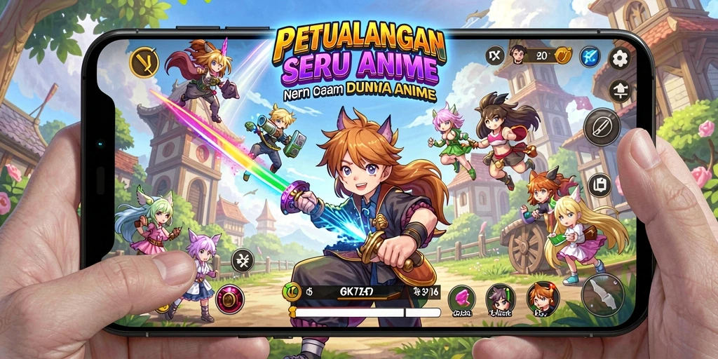 Tampilan gameplay yang menarik dengan karakter anime yang unik.